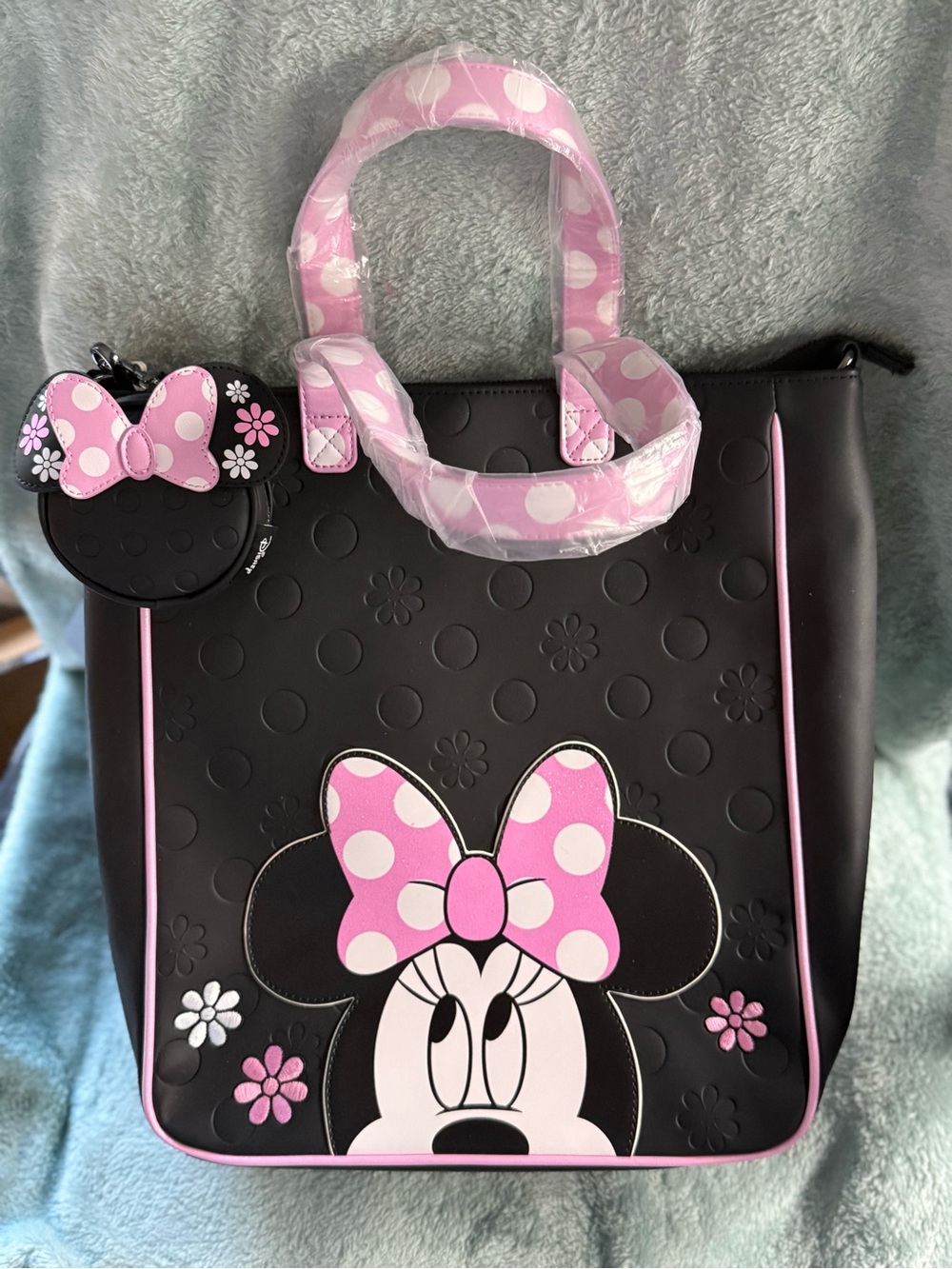 Loungefly Disney Minnie Mouse Pink Flower Polka Dot Tote Bag With Coin Purse